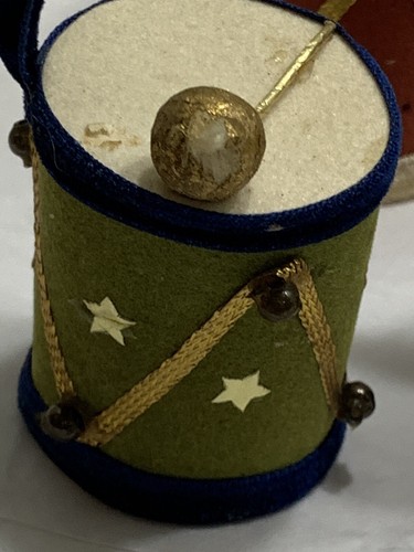 De colección Años 60 Árbol de Navidad Adornos Tambor Set 3 Flocado 2" Japón - Imagen 4 de 8