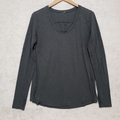 Lululemon Womens Long Sleeve T Shirt Gray Pleated Thumbsholes Small 36" Chest - Picture 10 of 11