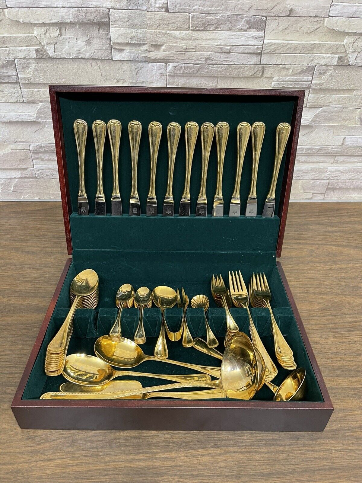 SBS Solingen Germany 23/24K Gold Plated Flatware Set 68