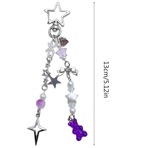Five-pointed Star Bowknot Keychain Sweet Bear Pendant Phone Shell Charm Jewelry - Photo 8 sur 10