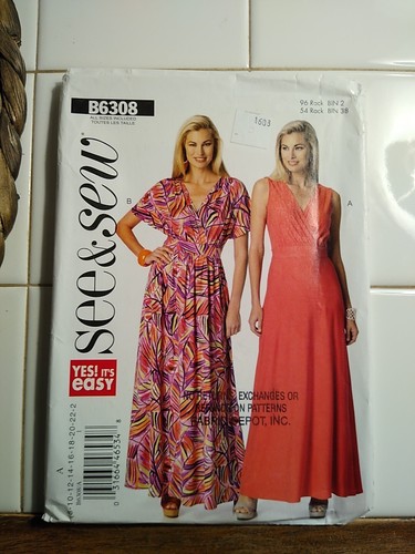 See & Sew B6308 Easy Maxi Dress Sewing Pattern Size 8-24 UNCUT
