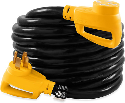 Camco 50-Amp Camper/RV Extension Cord | Features Power Grip Handles