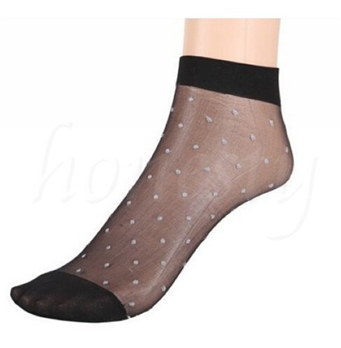 5/10/20 Pairs Lady Lace Ultra-thin Fiber Denier Sheer Ankle High Pop Dots Socks - Picture 5 of 12