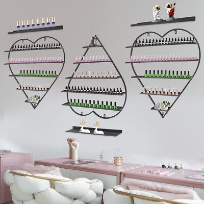 Wall Nail Polish Storage Racks Black Heart-shaped Display Rack Polish Organizer