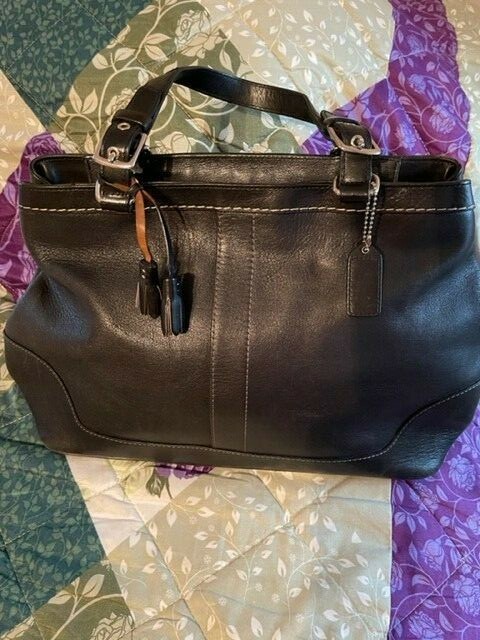 Vintage Coach Hampton Carryall Handbag 7468 Leather Black | eBay