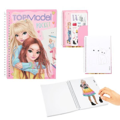 TOP Model Pocket Malbuch Louise u Lexy glitzer Cover 120 Seiten Sticker Neuheit