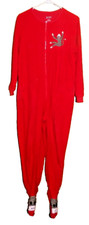 Nick Nora One Piece Zip Red Sock Monkey Footie Pajamas Sleepwear Size Medium