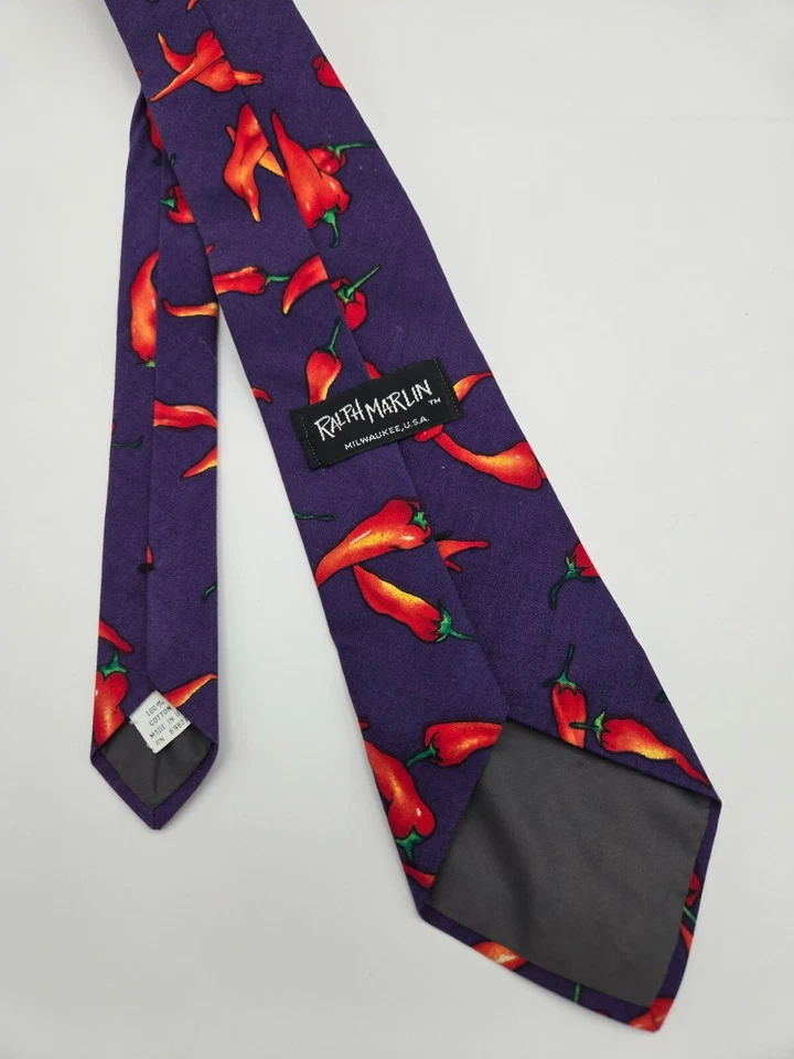 Corbata Ralph Marlin Para Hombres Chile Pimienta Rojo Salsa Caliente Novedad Púrpura Divertida Foto 2 de 4