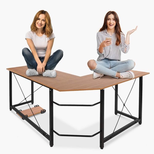 L-förmiger Computertisch Arbeitstisch Eckschreibtisch Bürotisch Tisch Eichenholz - Bild 4 von 6