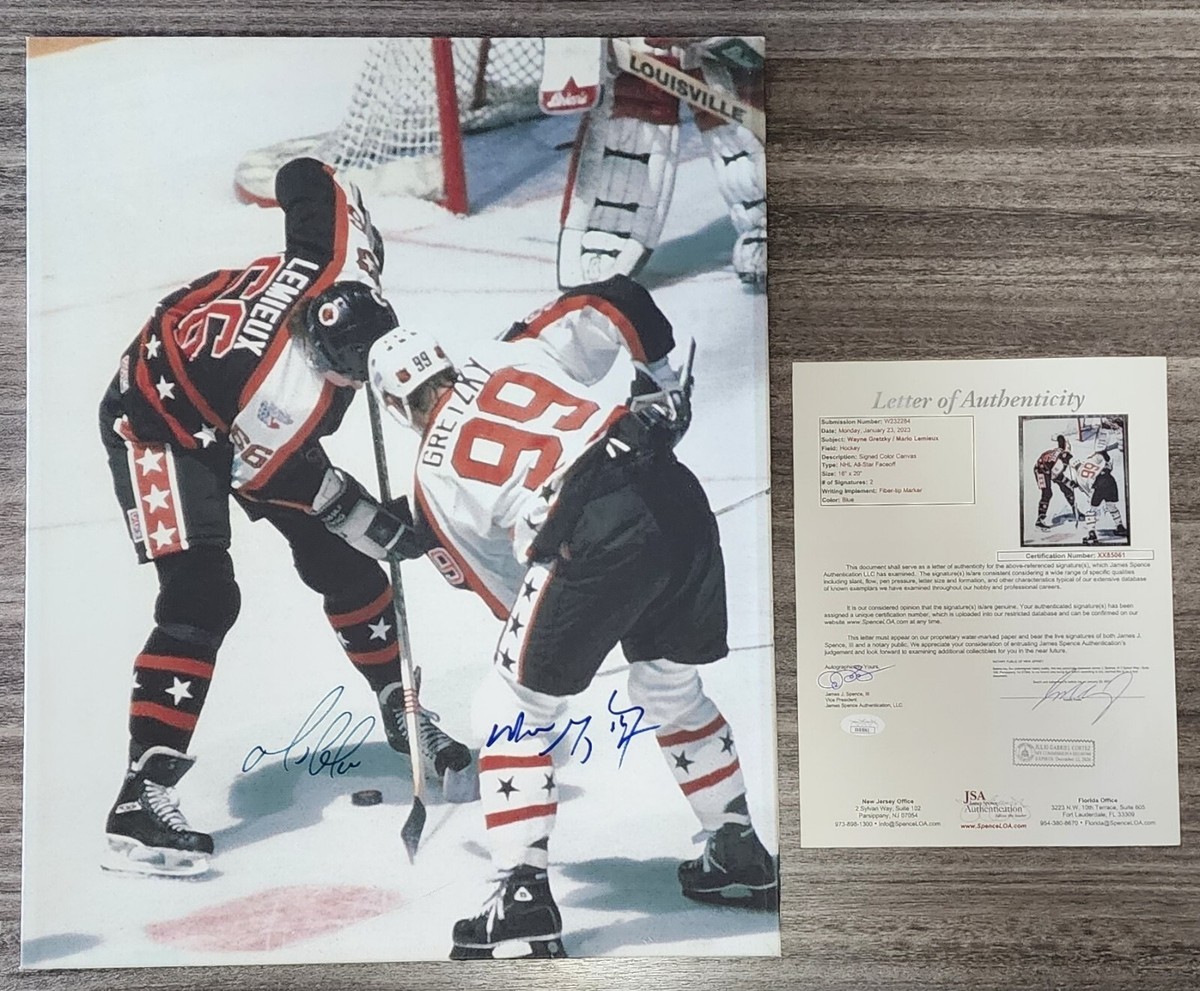 Wayne Gretzky & Mario Lemieux Dual Signed 16x20 Canvas NHL All