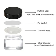 5 Small Glass Cosmetic Jars 