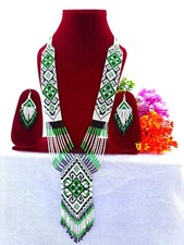 Handmade Necklace Seed Bead Boho American Style Nativ Beaded Multi Strand