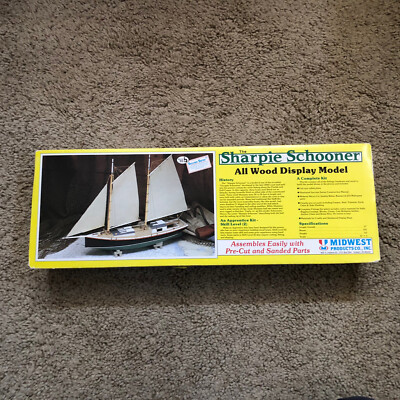 Midwest Products The Sharpie Schooner All Wood Display  Vintage Midwest The Sharpie Schooner All Wood Boat Model Kit main image 0