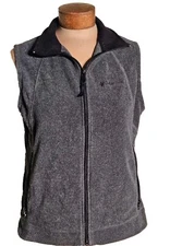 Columbia Sportswear Co. Womens Gray Black Fleece Pockets Vest Jacket Size M