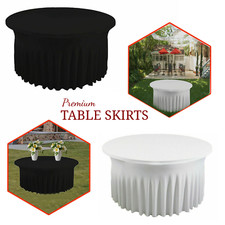 Black and White Table Cloth Round Table Skirt Cover for Wedding Dinning Party