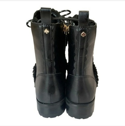 Kate Spade Raquelle Women's 7.5 Combat Boot Leather Faux Fur Lug Sole NEW - Picture 4 of 10