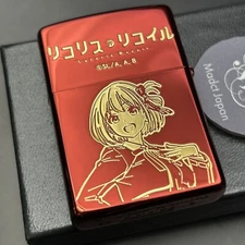 Zippo Oil Lighter Lycoris Recoil Chisato Red Brass Regular Japan Anime