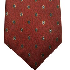 Vintage Yves Saint Laurent Necktie Slip Stitch Silk Paisley Red Maroon YSL Tie