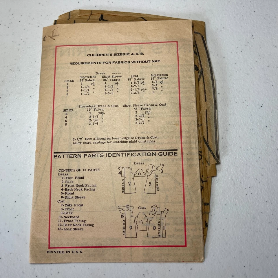 Vintage Printed Pattern 4549 Childrens Dress and Coat Size 2-8 - Image 2 of 2