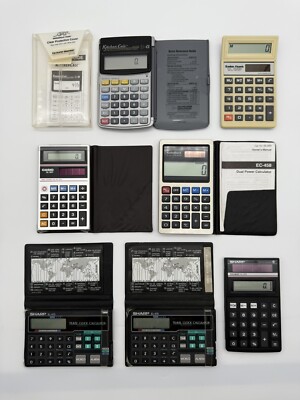 Vintage Calculators Lot of 7 (Casio, Sharp, Radio Shack, Calculated Industries)