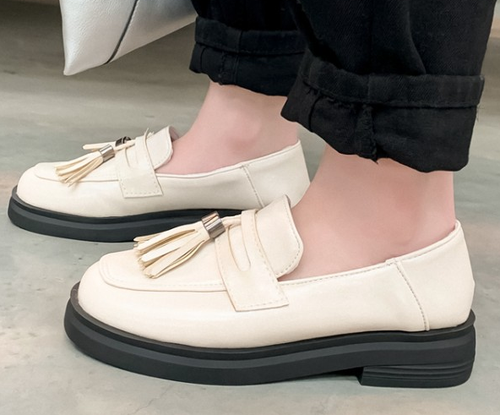 Women Block Low Heel Tassel Oxfords 