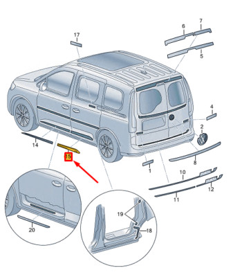 VW Caddy SB MK4 Schiebetürverkleidung Folie hinten rechts 2K7853414IZ7 NEU ORIGINAL