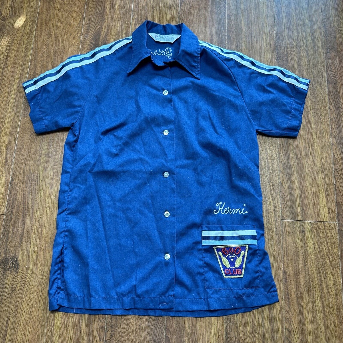 60's Hilton bowling シャツ L VINTAGE 60'S HILTON BOWLING SHIRTS Made in USA BLUE/L