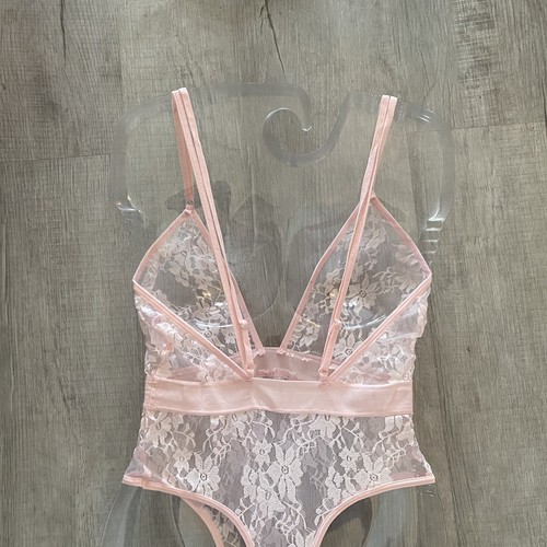 Pure Romance Strappy Thong Bodysuit Light Pink New Sealed Bag Size Medium - Picture 9 of 10