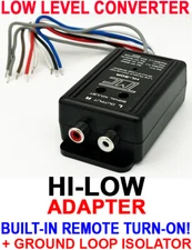 Hi Low RCA Line Output Converter +Built-in Remote Turn-On +Ground Loop Isolator