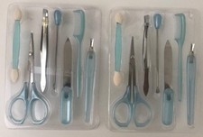 2 X 7pc Manicure Set-Brush-Nail File-Comb Scissor Tweezer-Earpick-Cuticle Nipper