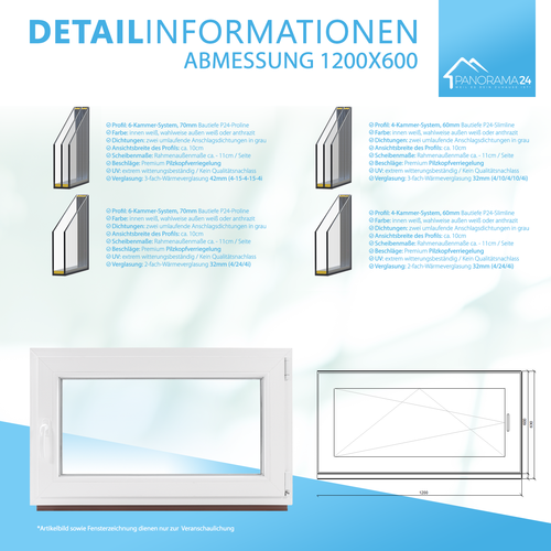 Kellerfenster Kunststoff Fenster Dreh Kipp 2- 3- fach Glas Prio Lieferung weiß - Bild 65 von 65