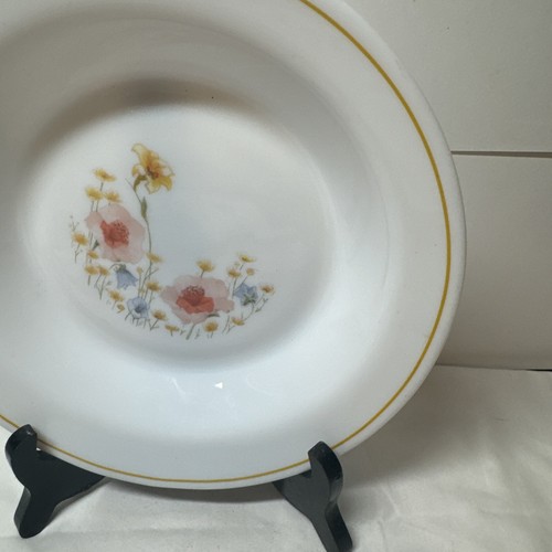 Vintage Acropal France Milk Glass Soup/Cereal Bowl With Spring Florals - Picture 4 of 9