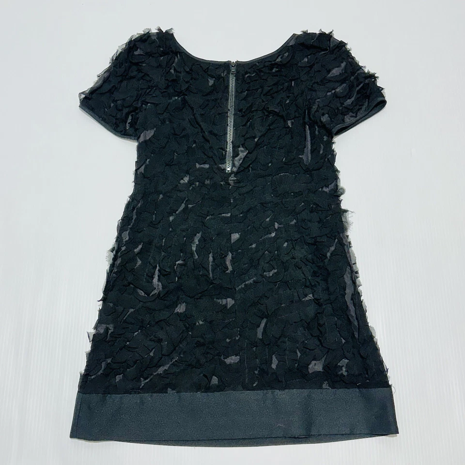 Mini Vestido Thread Social 100% Seda Cóctel Tule Floral Negro Talla 2 Foto 2 de 4