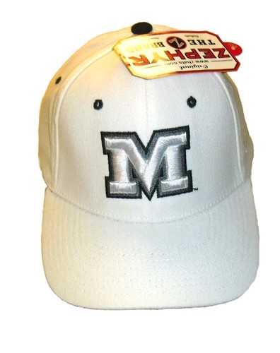 Ole Miss Rebels All White One Fit Stretch Fit Hat Cap sz. Adult Medium/Large