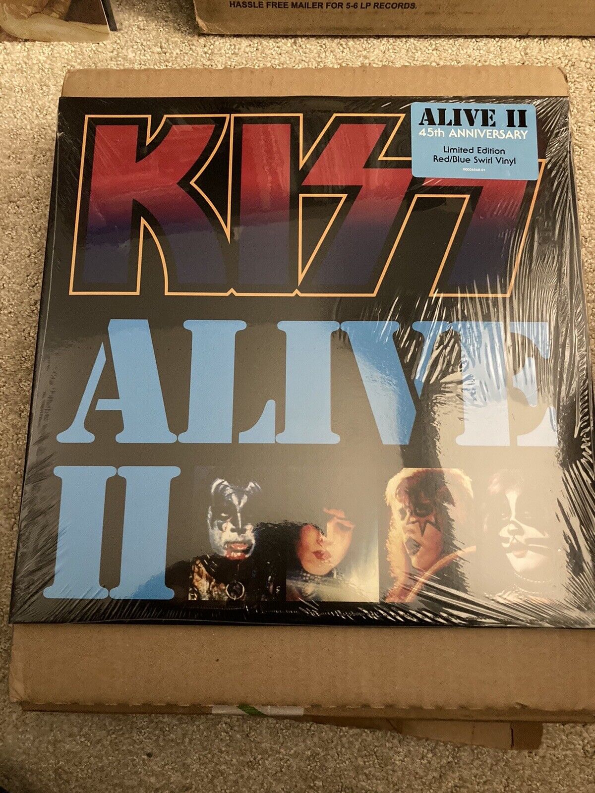 KISS Alive II 45th Anniv Red/Blue Swirl Colored Vinyl 2XLP Ace Gene NEW Sold Out