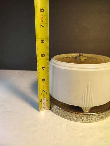 Vtg White Clear Frosted Art Deco Light Fixture 6" From 1950's Spartan Trailer - Picture 6 of 11