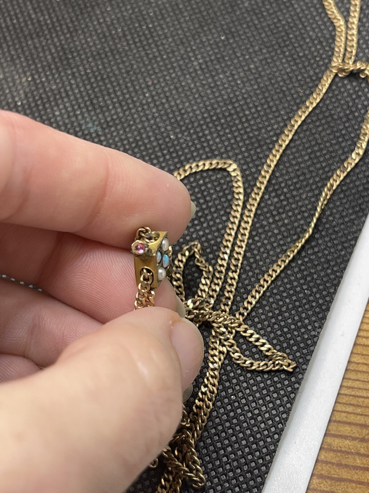 Antique Victorian gold filled opal ruby pocket wa… - image 3