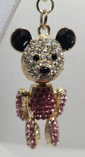 Rhinestone Jointed Teddy Bear Backpack Bag Purse Charm 2.5"