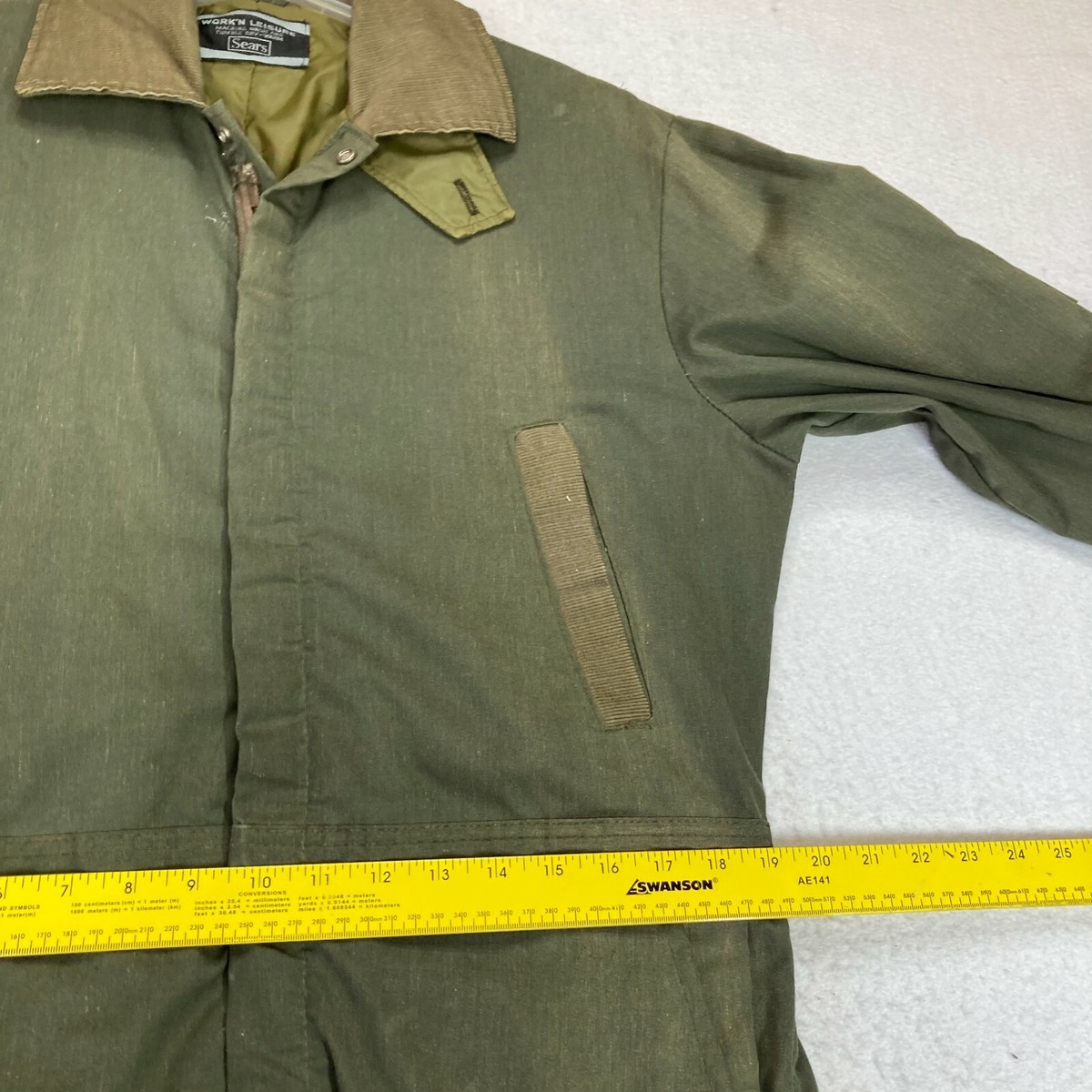 Vintage 70s 80s SEARS WORK LEISURE Green Coveralls Corduroy