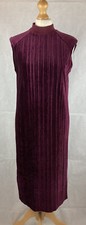Asos Women’s Dark Red Sleeveless High Neck Plisse Pleated Midi Dress UK12 A57