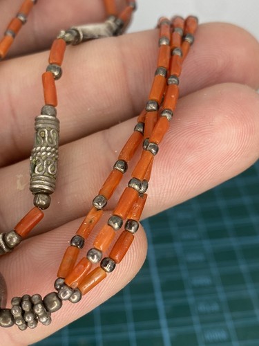 Necklace made of natural antique coral, 925 sterling silver Rare - Zdjęcie 4 z 14
