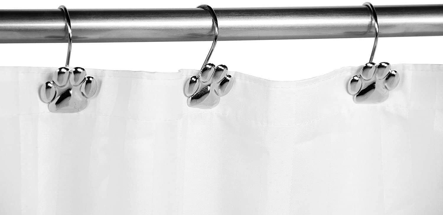 Paw Print Shower Curtain Hooks Chrome New 12 Shower Curtain Rings