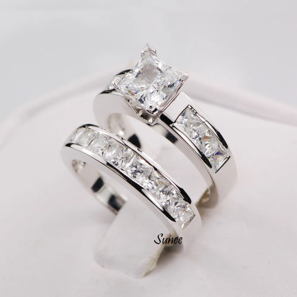 3.25CT Princess Cut Wedding Rings Engagement Rings for Womens 925 Sterling