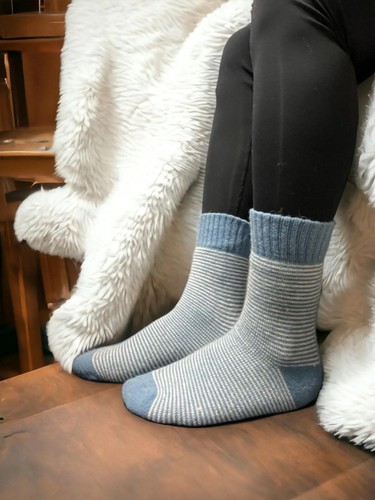 Jess & Lou Ribbed Socks Cosy Warm Fluffy Soft Wool Blend Colourful Pattern Gift - Picture 7 of 89