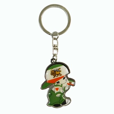 IRAN PERSIAN LION Old Country Flag Little BOY METAL KEYCHAIN..1.4'' x 2'' Inch