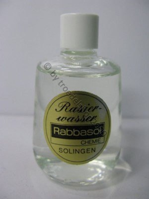 d339) alter Vintage Flakon Rasierwasser Rabbasol Chemie Solingen Schüttflakon