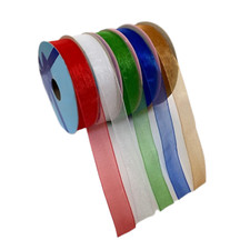 Assorted Colors Sheer Organza Ribbon  5/8  x 25 Yards, Set of 5, Holiday Decor