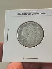1914-D Barber Quarter Dollar Collectible For Sale