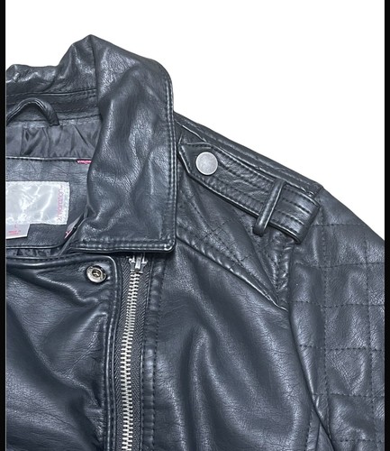Womens xhileration Lined Faux Leather Jacket in Black Size Large - Picture 3 of 12
