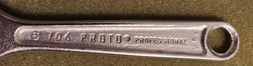 Proto 706 6" Adjustable Wrench - USA - vintage - Excellent Condition -- Lot 3152 - Picture 2 of 3